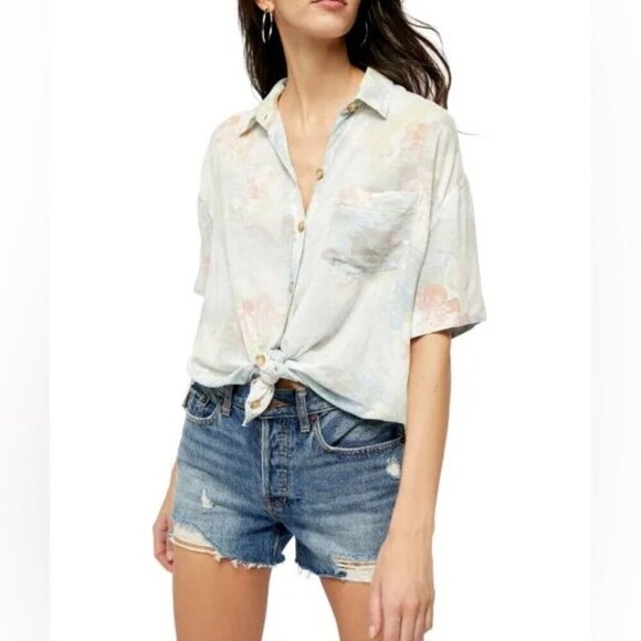 NWT Free People We The Free  Share Good Vibes Button Down, Sz Small - Picture 3 of 15